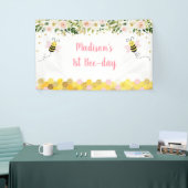 ビーピンク金ゴールドフローラ誕生日 横断幕 (トレードショー)