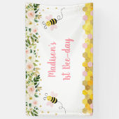 ビーピンク金ゴールドフローラ誕生日 横断幕 (縦)