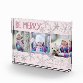 ビーピンク&メリーシルバースノーフレークスホリデーコラージュ フォトブロック (右)