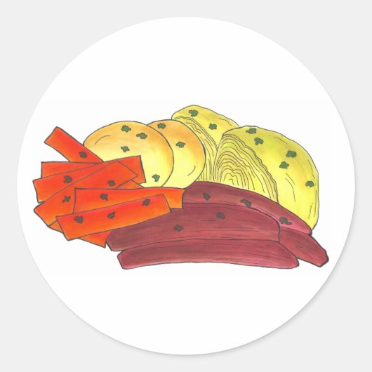 ビーフとキャベツセントパトリックの日の夕食 ラウンドシール (正面)