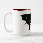 ビーフの肉屋の図表-風味がよくおいしくおいしいビーフ! ツートーンマグカップ (左)