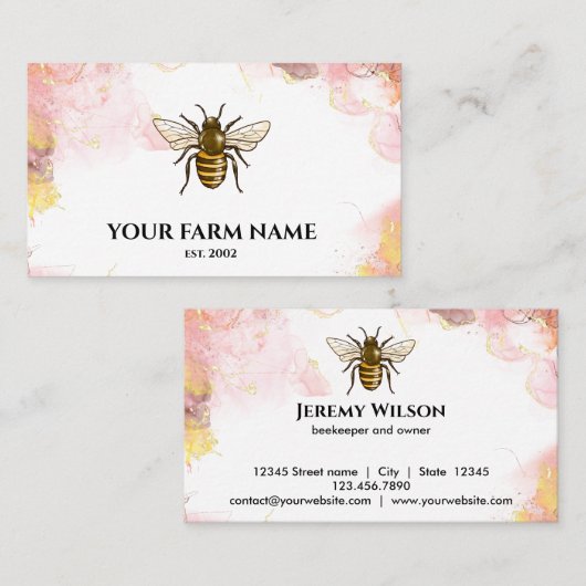 ビーファームビーキーパーアピアニストハニービーハニカムブ 名刺 (正面/裏面)