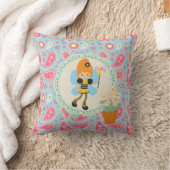 ビーフェアリーかわいらしピンクペイズリー女の子の部屋の名前を追加 クッション (ブランケット)