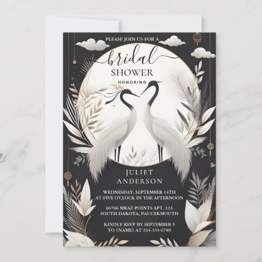 ビーフェザーアジアスカイクラウドクレーンおもしろいブライダルシャワー 招待状 (正面)