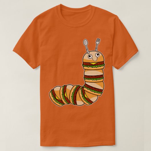 ビーフサラダとチーズバーガーのキャタピラ Tシャツ (デザイン正面)