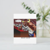 ビーフジャーキーおもしろい起源の牛と牛の漫画のギフト ポストカード (スタンド正面)