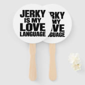 ビーフジャーキーが私の愛の言語 Funny Beef Jerky ハンドファン (正面&裏面)