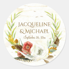 ビーフスティッカー樺の木ウッドユーカリプタスリーフリース ラウンドシール