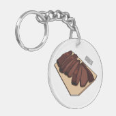 ビーフブリスケット漫画イラストレーション キーホルダー (正面左)