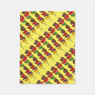 ビーフベジケバブスケウアピクニックフードグルメ フリースブランケット