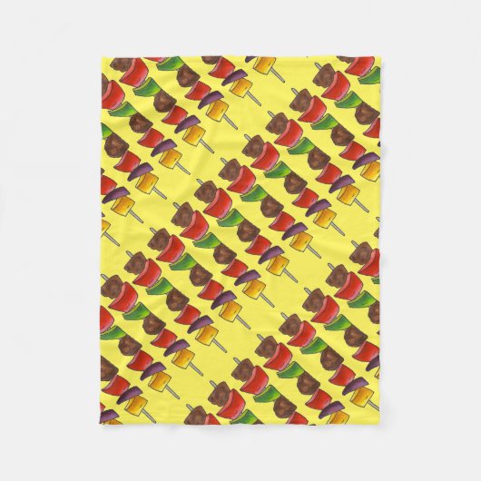 ビーフベジケバブスケウアピクニックフードグルメ フリースブランケット (正面)