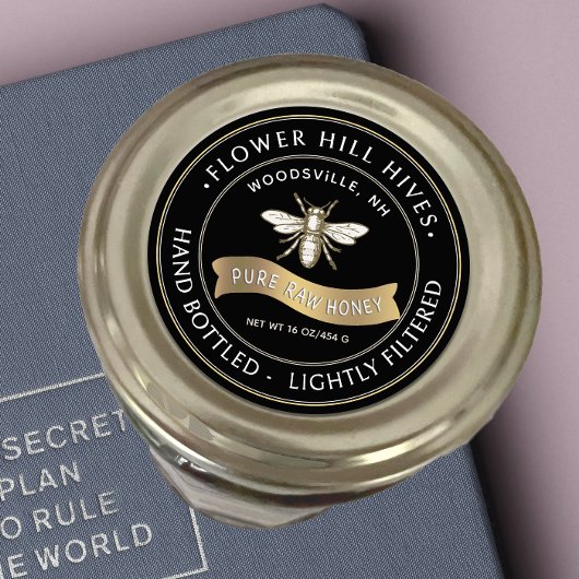 ビーフランスのバナーハニーラベルブラック ラウンドシール