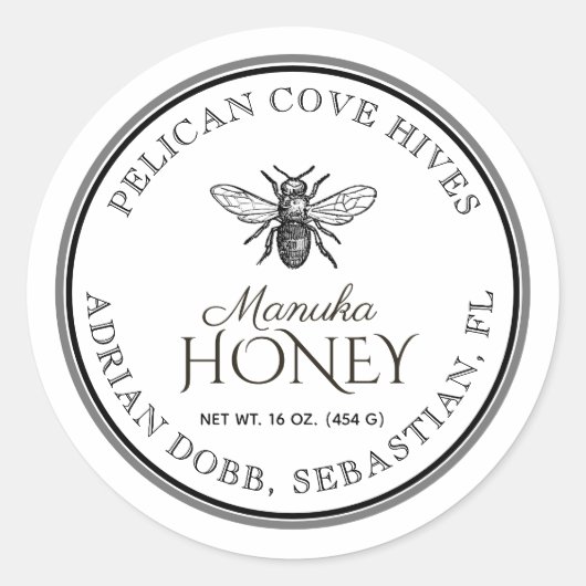 ビーフランスのホワイハニーラベル二重付縁どき ラウンドシール (正面)