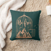 ビーフリーオフケージバードの鳥バラ金ゴールド銅ティール（緑がかった色） クッション (ブランケット)