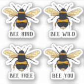 ビーフリーワイルドkindユー（昆虫）マルハナバチ 図解入りの、写真付きの シール (正面)