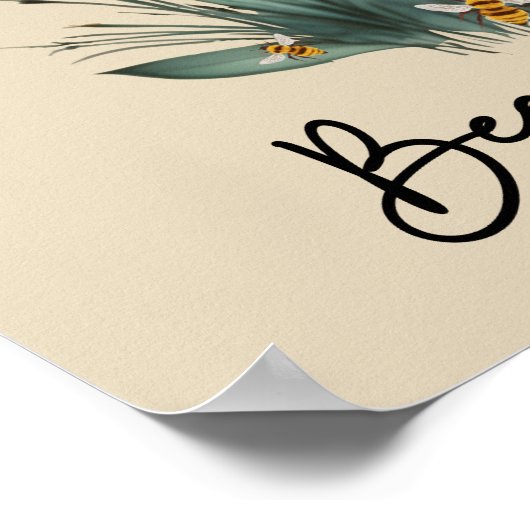 ビーフレンドリービーデコール水彩フローラ前向き引用文 ポスター (角)