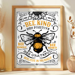 ビーフレンドリービー前向きハンブルカワイイ引用文 ポスター<br><div class="desc">Bee kind Bee Humble 前向き Cute引用文ポスター。養蜂家やミツバチを愛する人のための完璧な家の装飾の壁アート。</div>