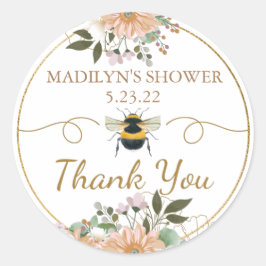 ビーフレンドリーピンクフローラブライダルシャワーありがとう ラウンドシール