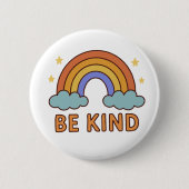 ビーフレンドリーレインボーカラフル前向き引用文デザイン 缶バッジ (正面)