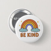 ビーフレンドリーレインボーカラフル前向き引用文デザイン 缶バッジ (正面&裏面)