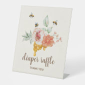 ビーフローラハニカム赤ちゃんシャワーおむつラッフル 台座サイン (正面)