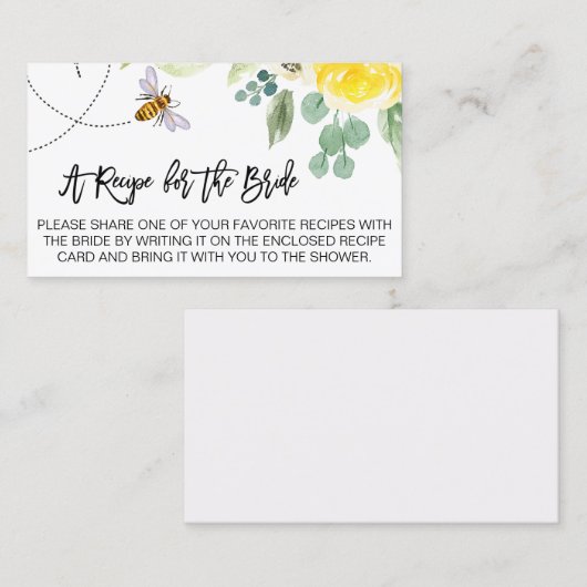 ビーフローラ持参レシピブライダルシャワーカード 名刺 (正面/裏面)