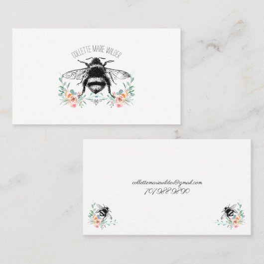 ビーフローラ水色フローラ呼出しカード 名刺 (正面/裏面)