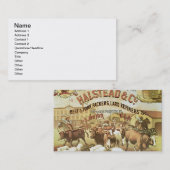 ビーフ及びポーク包装業者、c.1880 (色のlitho) 名刺 (正面/裏面)