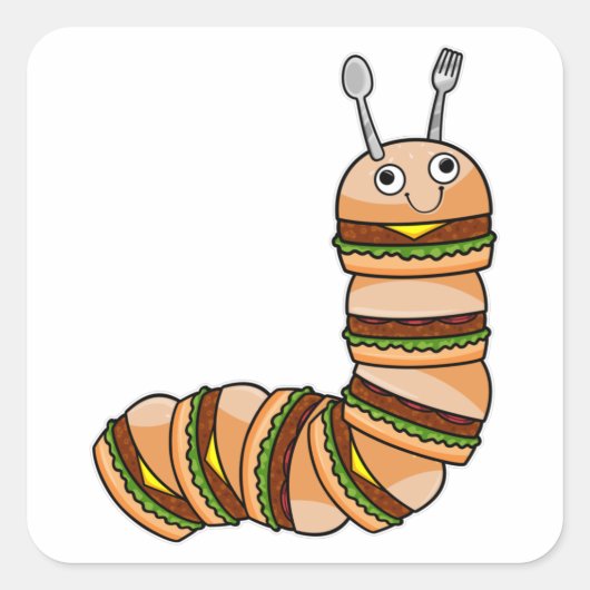 ビーフ&サラダとチーズバーガーのキャタピラ スクエアシール (正面)