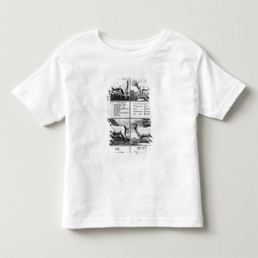 ビーフ、子牛の肉、ポークおよびマトンの切口1802年 トドラーTシャツ (正面)
