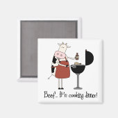 ビーフ…料理ディナーだ！磁おもしろい石 マグネット (正面/裏面)