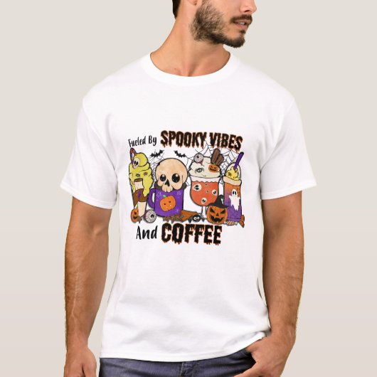 ビーブとコーヒ不気味ーで煽られたハロウィン☕ Tシャツ (正面)