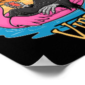 ビーブススケルトンフラミンゴ不気味ハロウィン夏 ポスター (角)