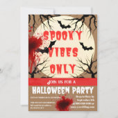 ビーブス不気味のみハロウィーンこうもりと血液(ばちゃばちゃ)跳ねる 招待状 (正面)