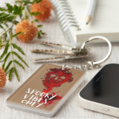 ビーブス不気味オンリーレッドスモークスカルハロウィーン キーホルダー (正面右)