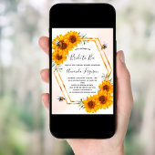 ビーブライダルシャワーひまわりバンブルミツバチ 招待状