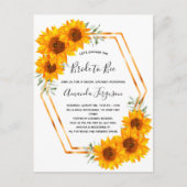 ビーブライダルシャワーひまわりミツバチの招待 ポストカード (正面)