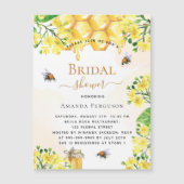ビーブライダルシャワーイエロー花模様マグネット招待 (正面)