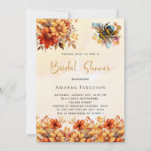 ビーブライダルシャワーオレンジ秋花模様贅沢 招待状 (正面)