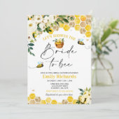 ビーブライダルシャワーホワイト&金ゴールドフローラブライドへビー 招待状 (スタンド正面)