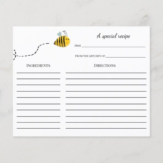 ビーブライダルシャワーレシピカード (正面)