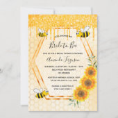 ビーブライダルシャワー金ゴールドグリッターは花嫁をbeeにドリップ 招待状 (正面)