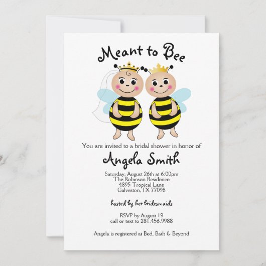 ビーブライダル·シャワーの招待を受けるための 招待状 (正面)