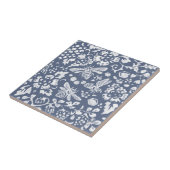 ビーブルーホワイトボタニカルフローラデルフトデニム タイル (側面)