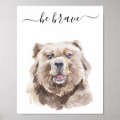 ビーブレイブウォーターカラーベア子供部屋チャイルドウッドランド ポスター (正面)