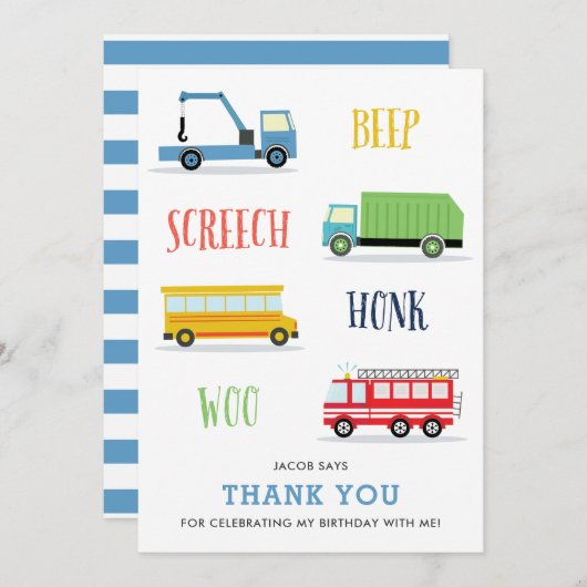 ビープスクリーチウキッドの誕生日サンキューカード 招待状 (正面/裏面)
