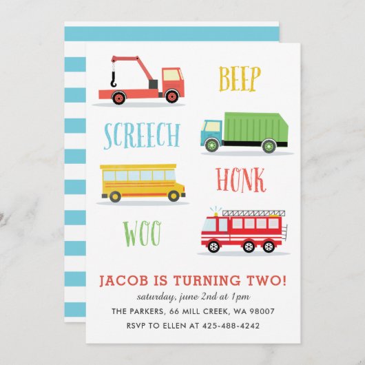 ビープスクリーチウキッドの誕生日パーティーの招待状 招待状 (正面/裏面)