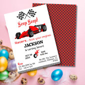 ビープモダンピーbeep赤いレーススポーツカー7歳の誕生日 招待状