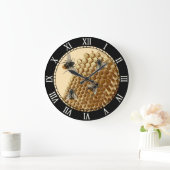 ビープリント、ハニカムイラストレーション、ヴィンテージ ラージ壁時計 (ホーム)