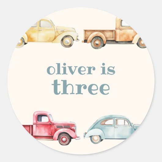 ビープ音ビープ音誕生日ステッカー ラウンドシール (正面)